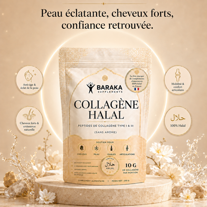 Collagène Halal Premium – Peau Éclatante, Cheveux Fortifiés, Ongles Renforcés