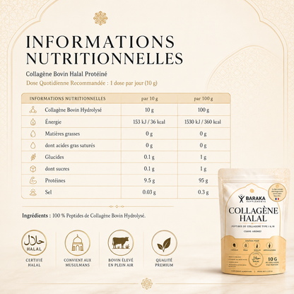 Collagène Halal Premium – Peau Éclatante, Cheveux Fortifiés, Ongles Renforcés